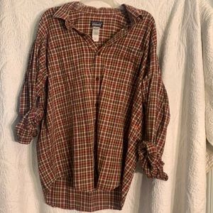 Patagonia long sleeve button down tan red